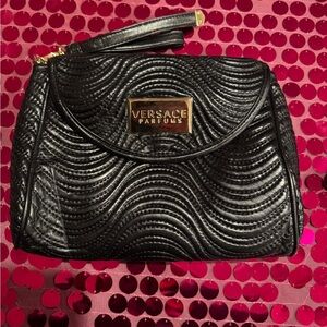Versace Black Wave Pattern Cosmetic Bag Parfums